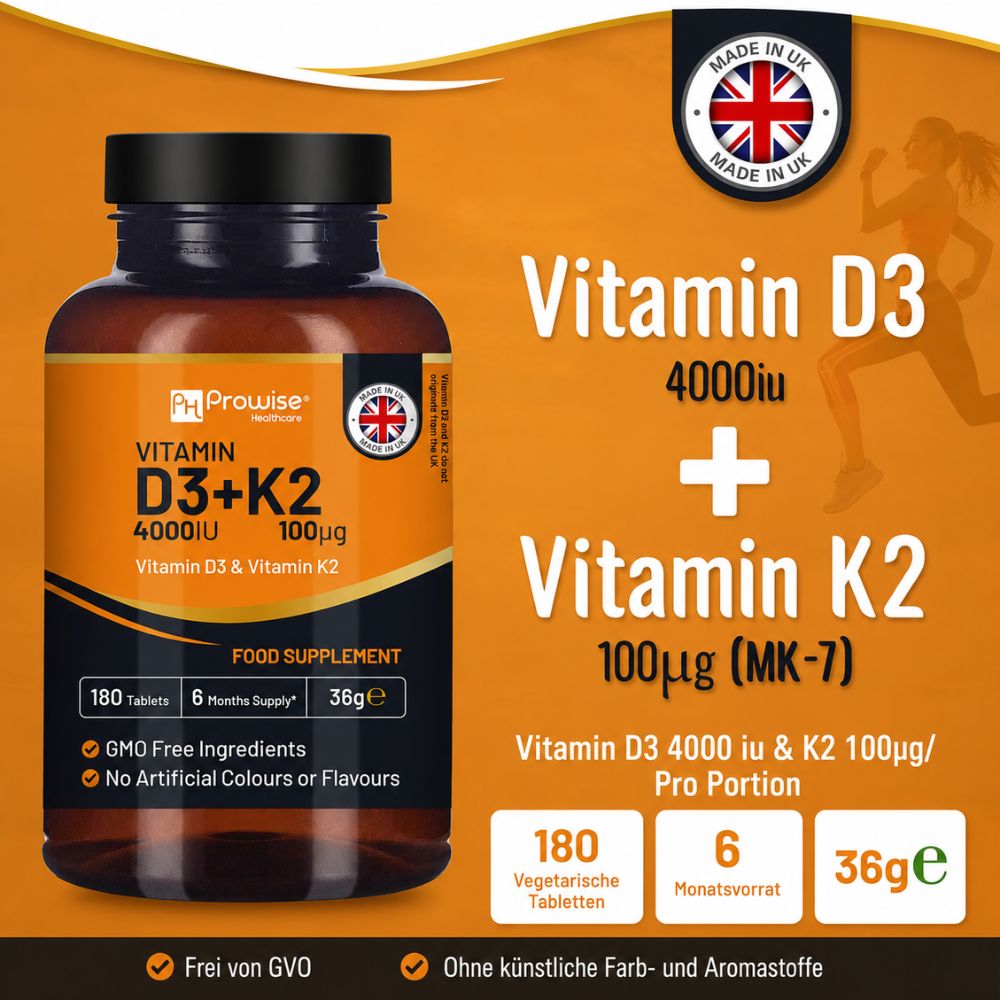 Prowise Healthcare | Vitamin D3 4000 IE & K2 MK7 100 µg - 180 Vegetarische Tabletten