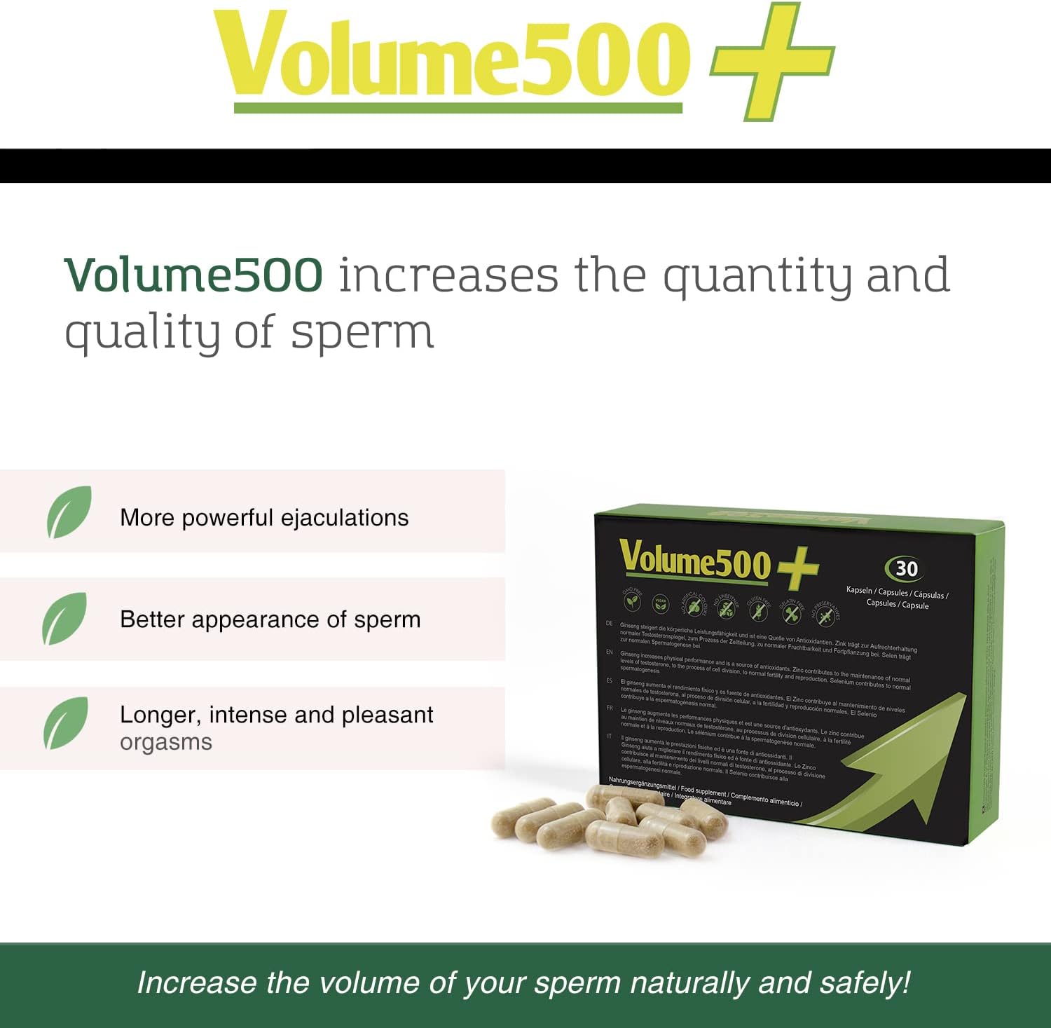500Cosmetics | Volume500 Sperma Tabletten - 30 Kapseln