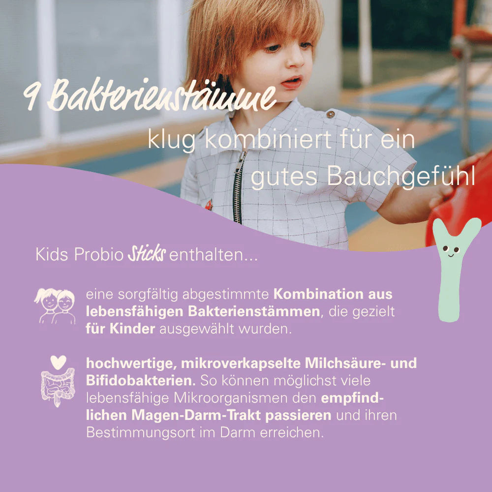 WOWTAMINS | Kids Probio mit 9 Bakterienstämmen - 30 zuckerfreie Sticks