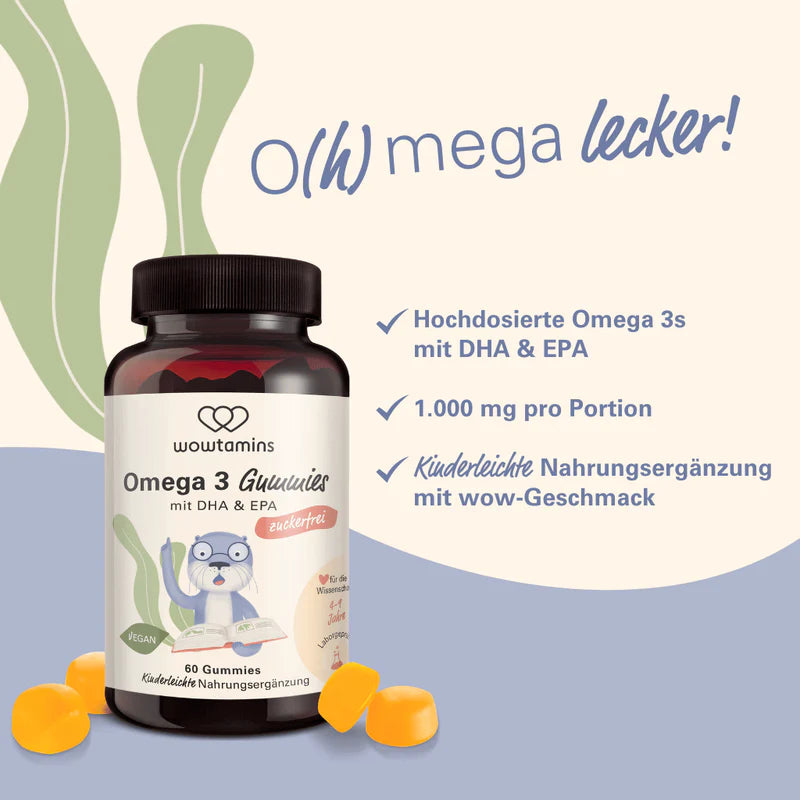 WOWTAMINS I Omega 3 Gummies I zuckerfrei I Omega 3s für Kinder