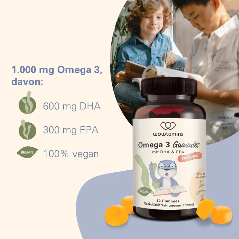 WOWTAMINS I Omega 3 Gummies I zuckerfrei I Omega 3s für Kinder