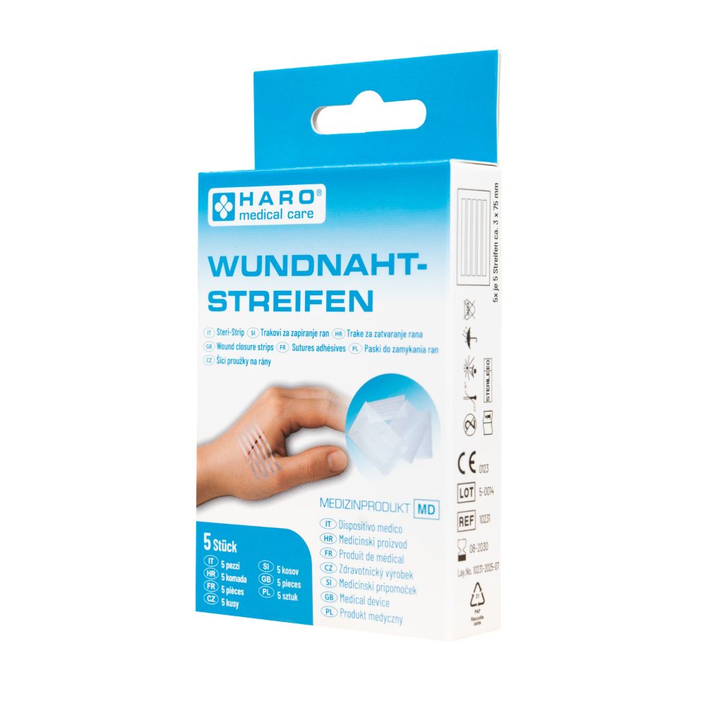Haro | Wundnahtstreifen zur Versorgung kleiner, oberflächlicher Wunden - 5 Stück