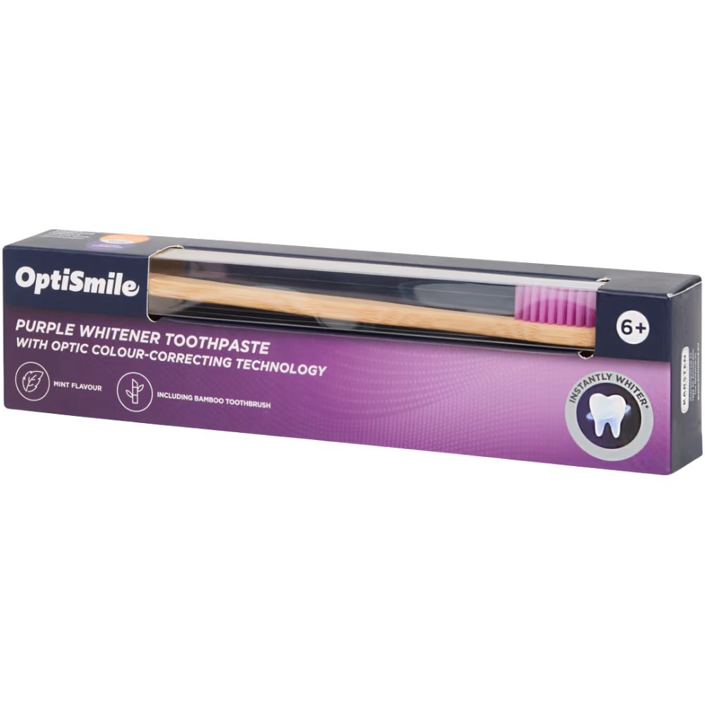 OptiSmile | Zahnbürste und Zahnpasta Purple Whitening - 2-teilig - 75 ml