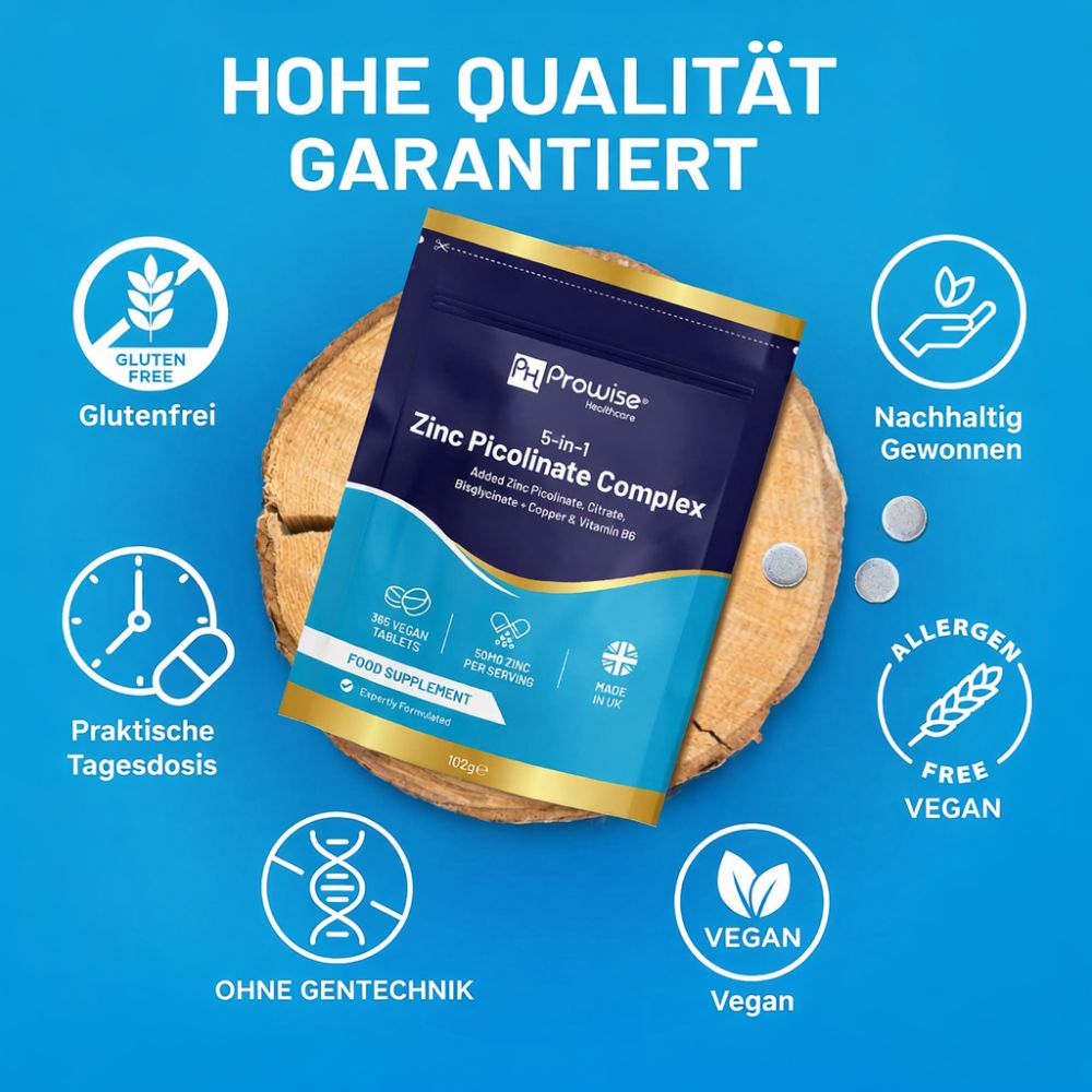 Prowise Healthcare | 5-in-1 Zinkpicolinat-Komplex 50 mg - 365 vegane Tabletten