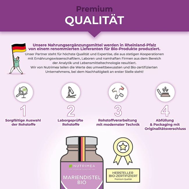 Nutrimea DETOX Mariendistel BIO | Natürlich Leber & Körper entgiften | Reines Mariendistel-Extrakt