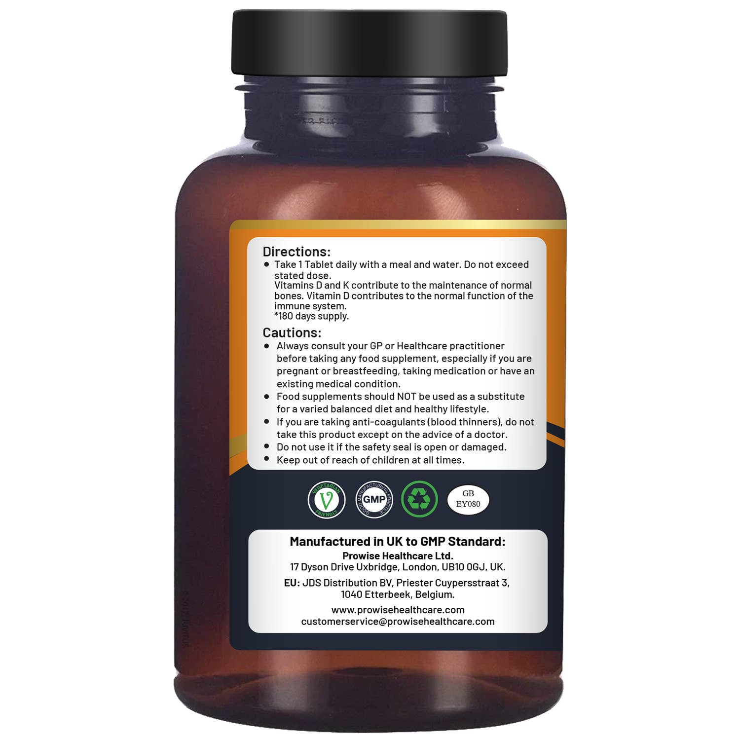 Prowise Healthcare | Vitamin D3 4000 IE & K2 MK7 100 µg - 180 Vegetarische Tabletten