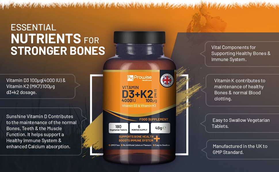 Prowise Healthcare | Vitamin D3 4000 IE & K2 MK7 100 µg - 180 Vegetarische Tabletten