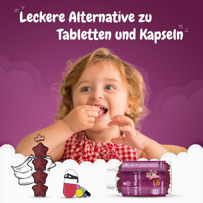 maxmedix | Eisen & Vitamin C Gummibärchen für Kinder - 120 Stück