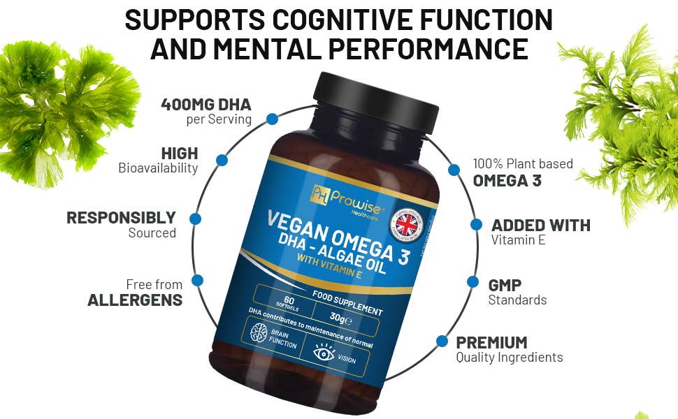 Prowise Healthcare | Vegan Omega-3 DHA aus Algenöl - 60 Weichkapseln
