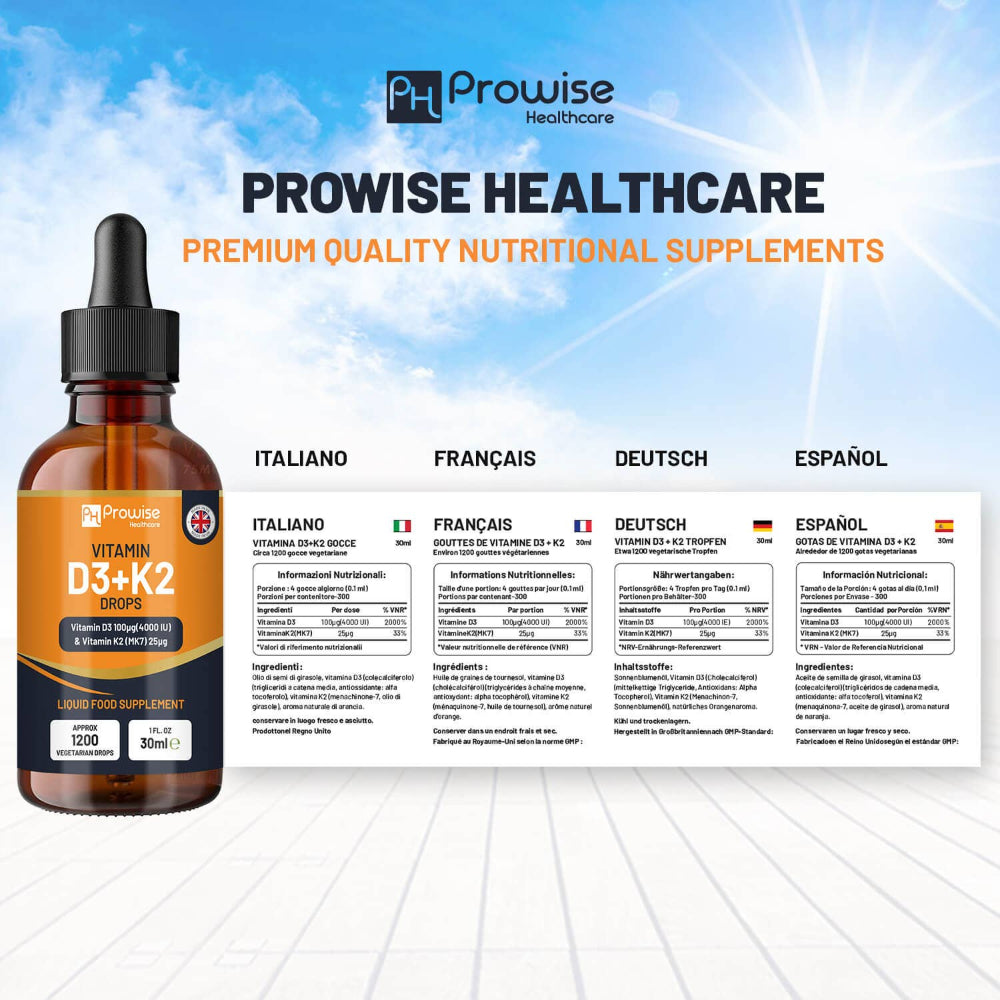 Prowise Healthcare | Vitamin D3 4000 IE + K2 MK7 25 µg Tropfen - 30ml