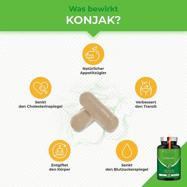 Nutrimea Glucomannan aus Konjak Wurzel | Hochdosiert mit 95% Glucomannan pro Kapsel