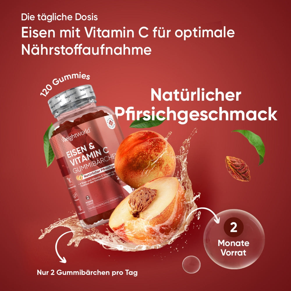 WeightWorld | Eisen mit Vitamin C für mehr Energie & starke Abwehr - 120 Gummibärchen
