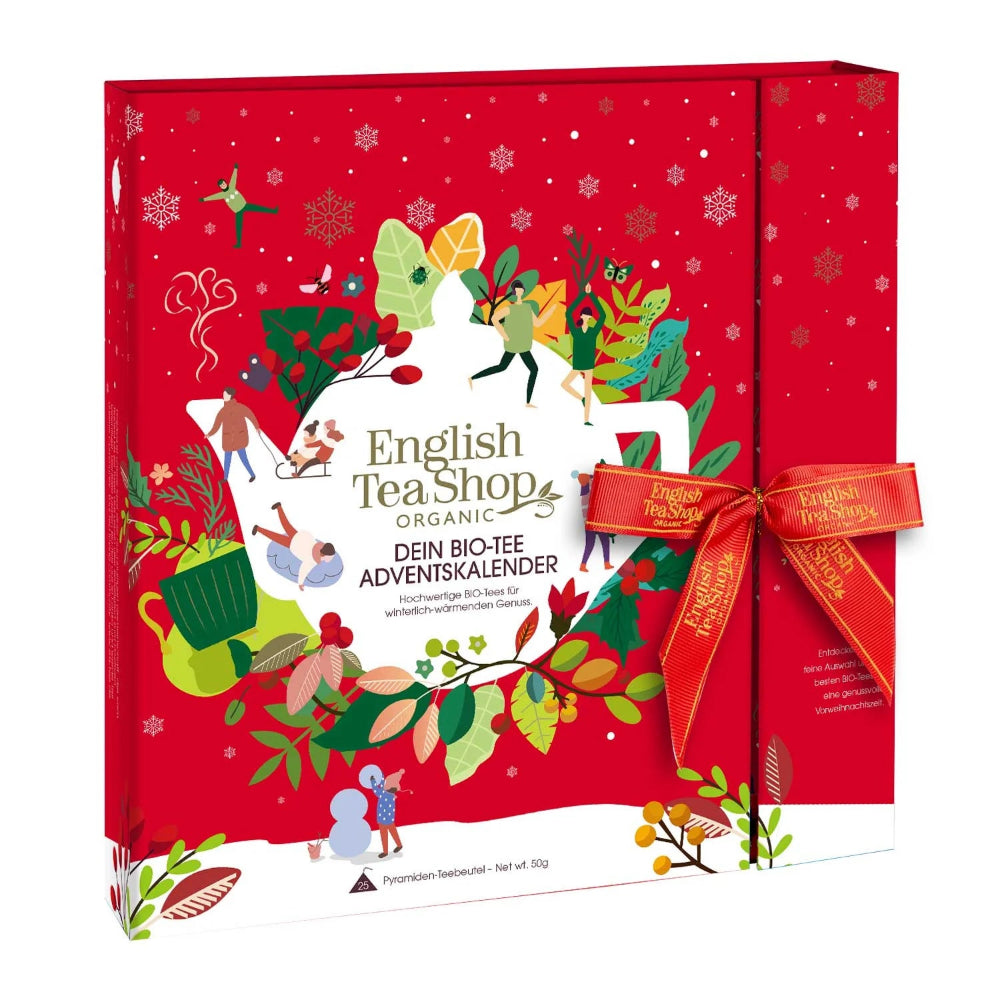 English Tea Shop | Teebuch Adventskalender "Red Christmas" mit Schleife - Rot