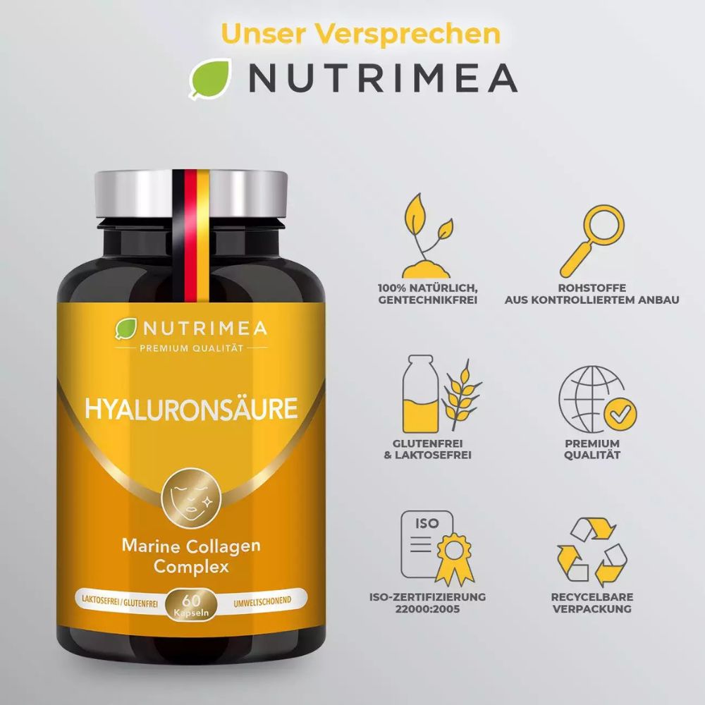Nutrimea | 4in1 Premium Hyaluron für Haut, Gelenke & Anti-Aging - 60 Kapseln