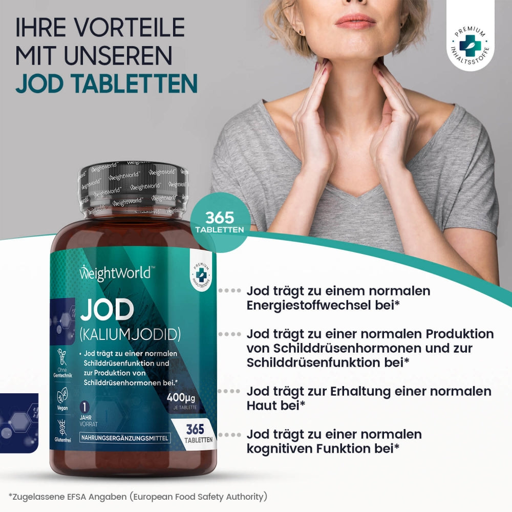 WeightWorld | Jod 400µg & Kaliumjodid – 365 vegane Tabletten