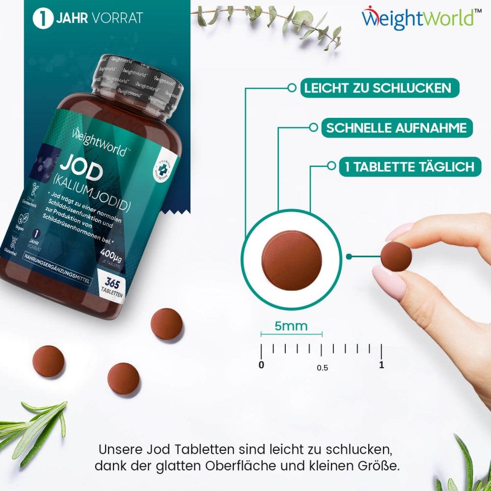 WeightWorld | Jod 400µg & Kaliumjodid – 365 vegane Tabletten