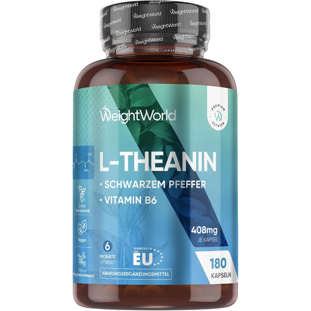 WeightWorld | L-Theanin Kapseln mit schwarzem Pfeffer und Vitamin B6 - 180 Kapseln