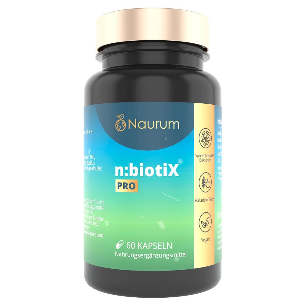 Naurum | n:biotiX Pro - Sporenbasierte Bakterienkulturen mit Ballaststoffen und Zink - 60 Kapseln