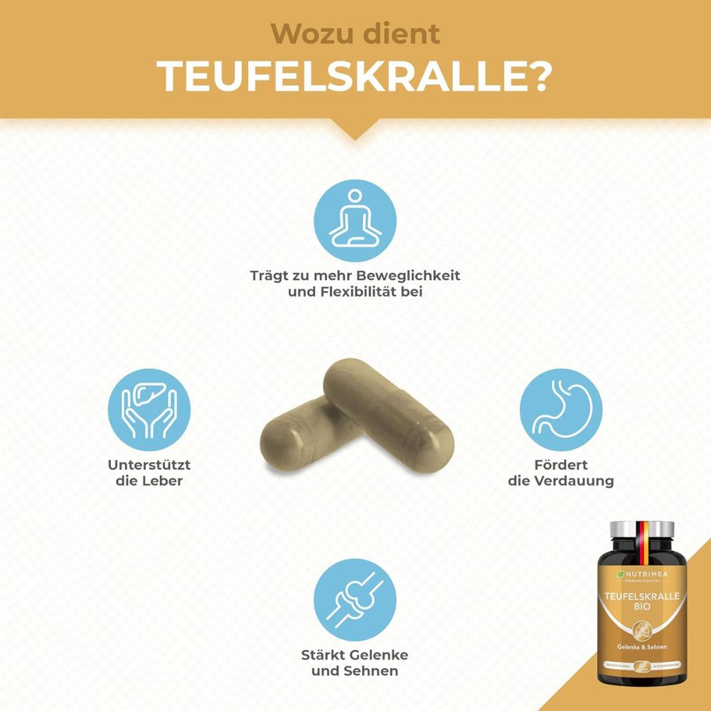 Nutrimea | Teufelskralle BIO (Harpagophytum) – 60 Kapseln