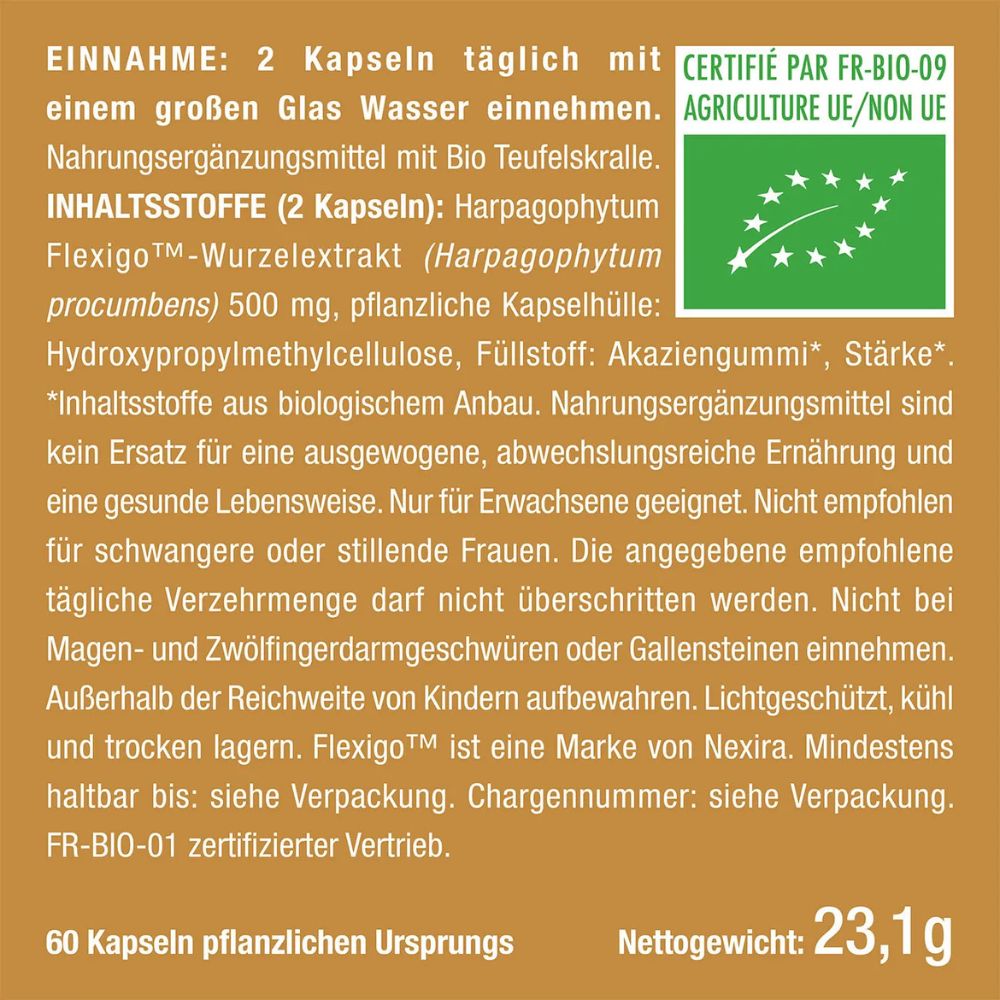 Nutrimea | Teufelskralle BIO (Harpagophytum) – 60 Kapseln