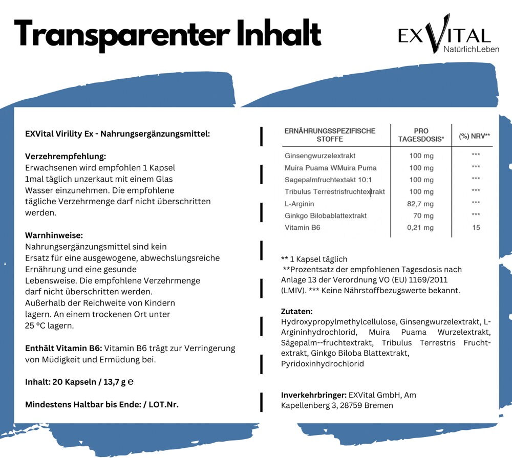 Virility Ex | Kapseln für den aktiven Mann - 20 St.
