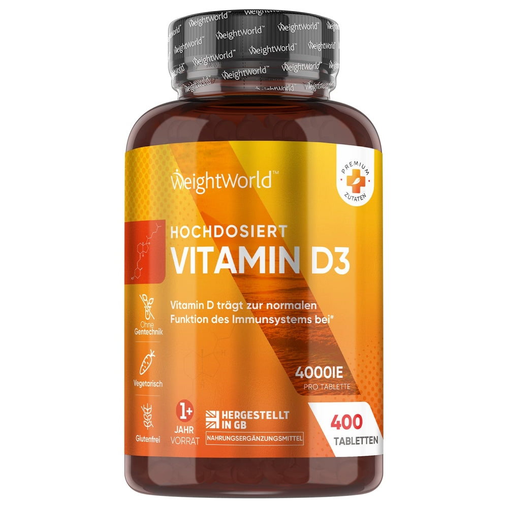 WeightWorld | Vitamin D3 4000 IE - Stärkt Knochen, Zähne und Immunsystem - 400 Tabletten