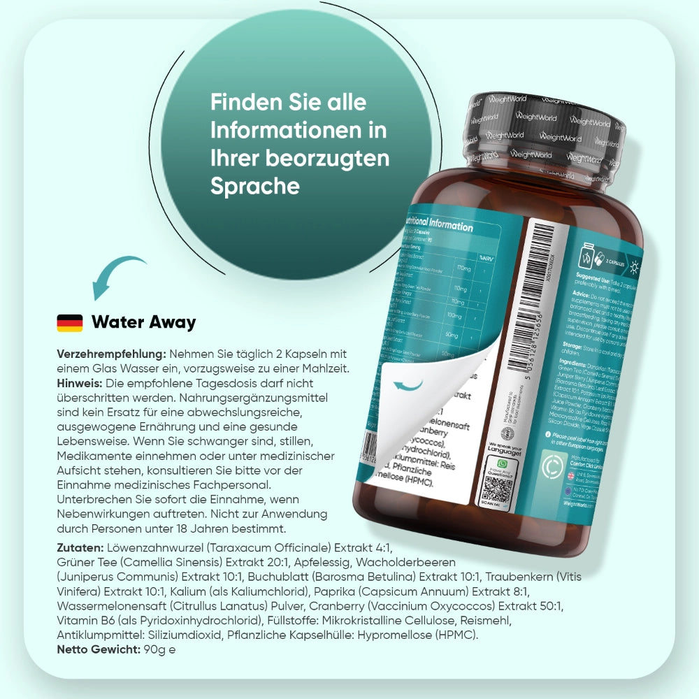 WeightWorld | Water Away 11 in 1 Komplex - 180 Kapseln