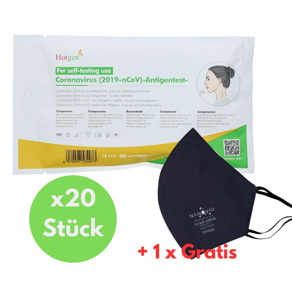 Hotgen | Covid-19-Antigen-Selbsttest Kombis + Gratis Nanovio FFP2 Maske