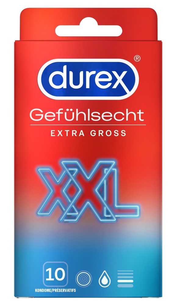 Kondome „Gefühlsecht Extra Groß“ I Durex I transparent I 10 Stück