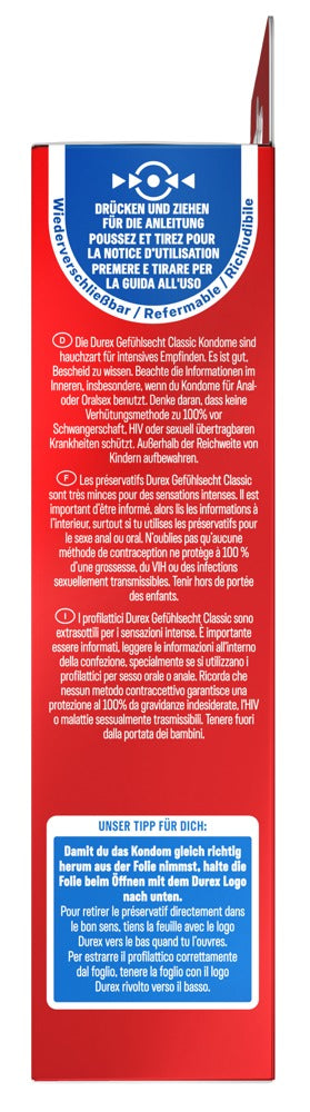 Kondome „Gefühlsecht Classic“ I transparent I Durex I 8 Stück