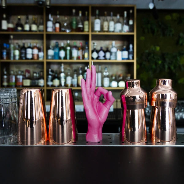 OK Kerze | CandleHand | Handzeichen OK |  Pink