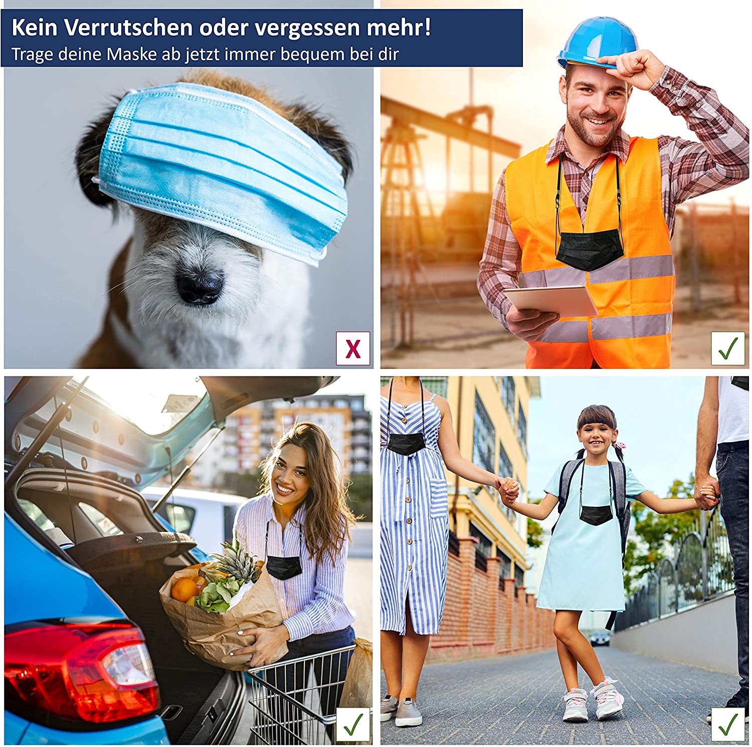 Maskenkette I bunte Farben I für Atemschutzmasken  FFP2 FFP3 MNS