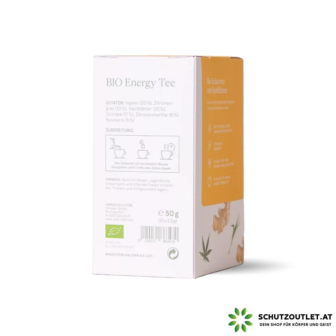 BIO Energy Tee I CBD Vital I Bio Kräutertee mit Hanfblättern, Ingwer, Lemongras und grünem Tee