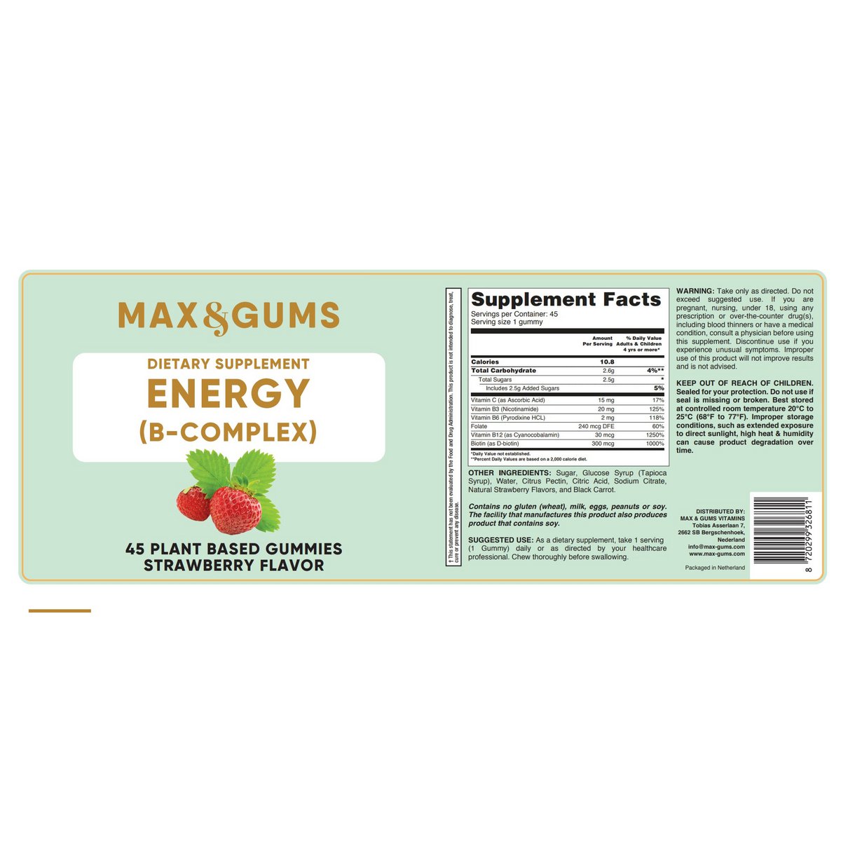 Energie I Max&Gums I B-Complex I Erdbeere