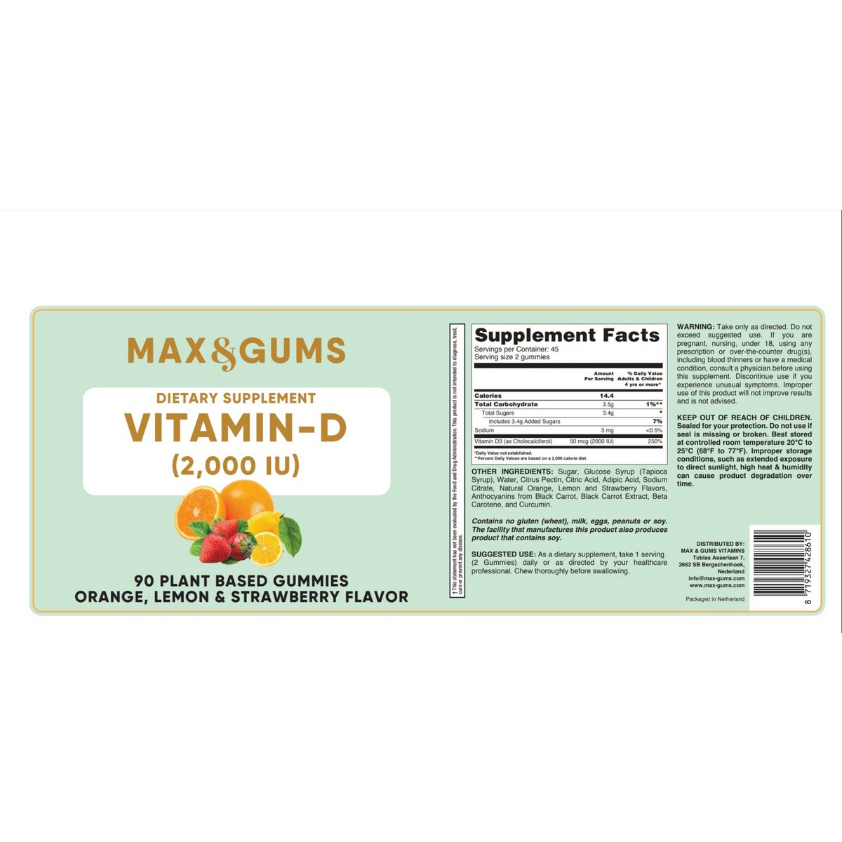 Vitamin-D I Max & Gums I Orange - Zitrone - Erdbeere