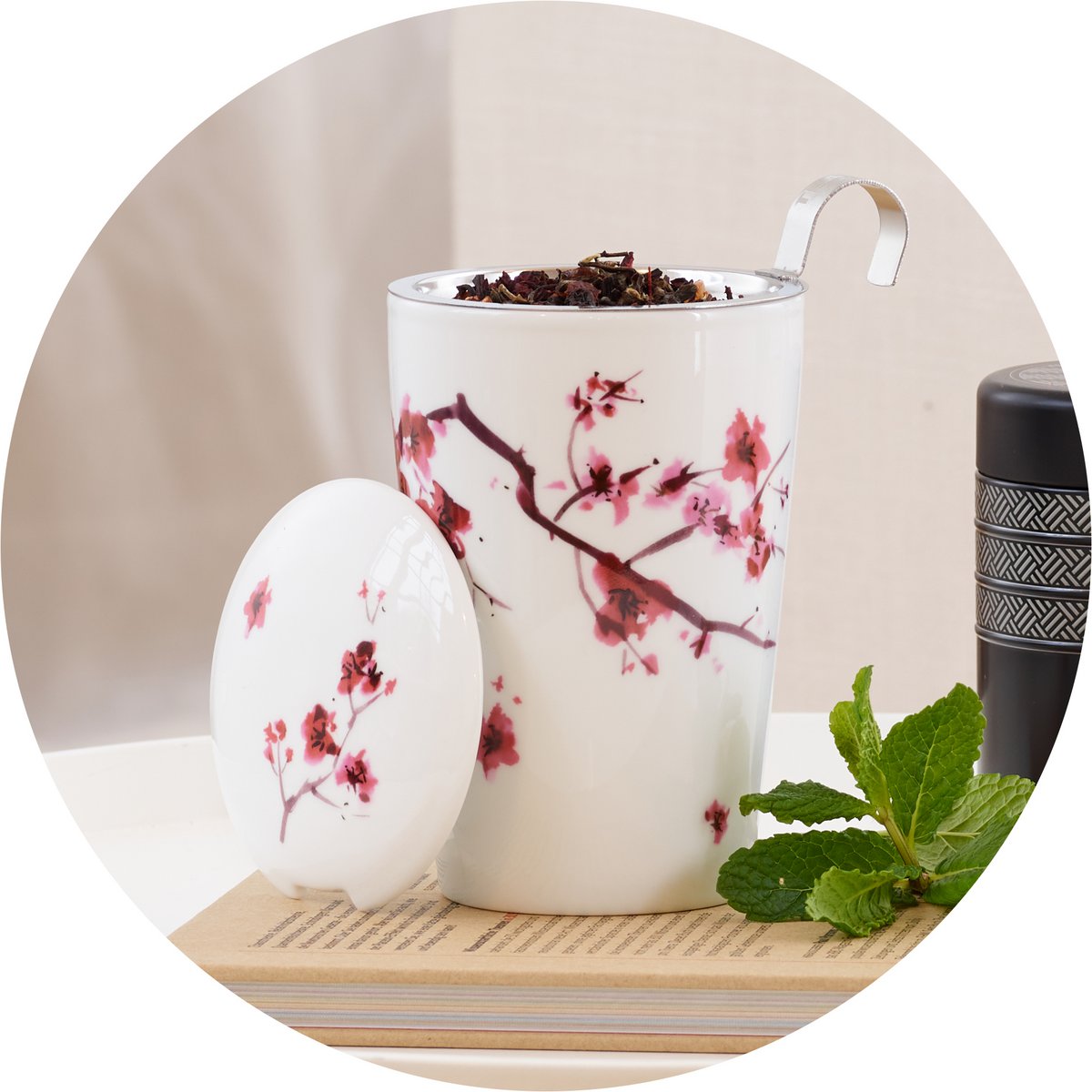 Porzellanbecher mit Sieb | Eigenart | Teaeve Cherry Blossom