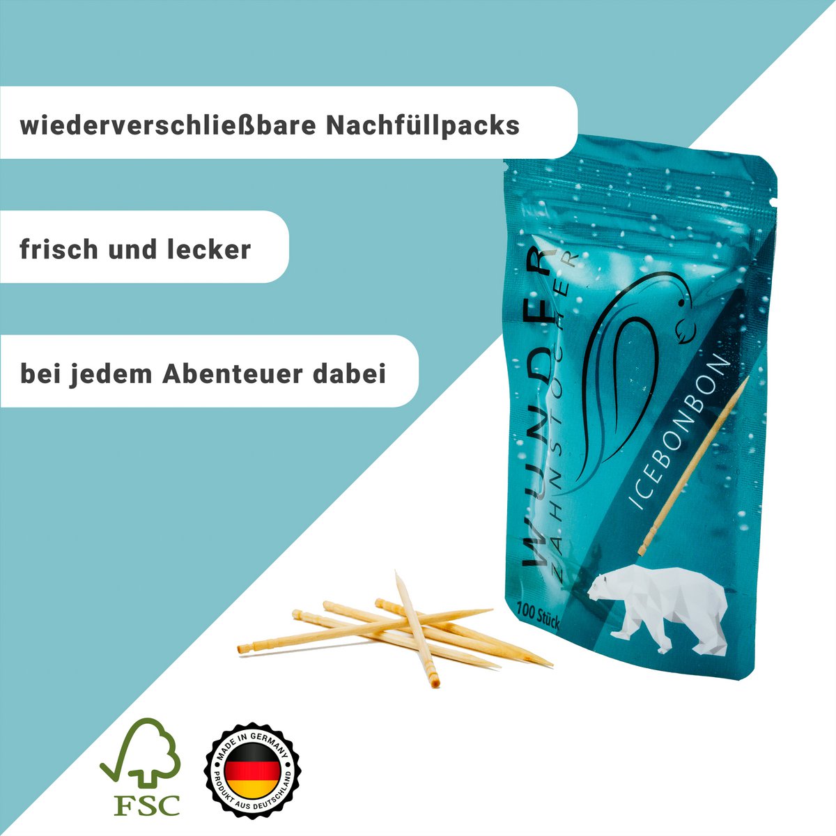 Wunder Refill Pack | 300 Stk. Zahnstocher | Frische Set